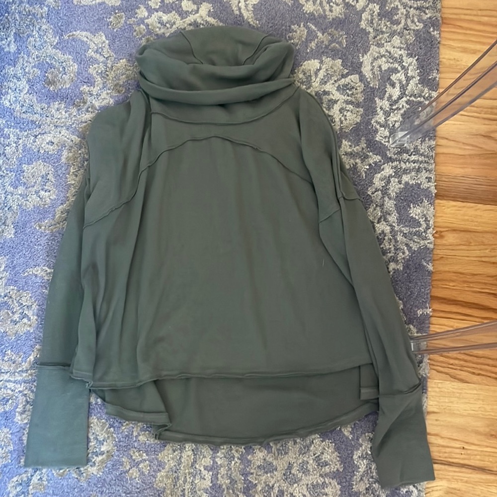 We The Free Green Mock Turtleneck Sweater